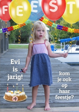 Uitnodiging kinderfeestje met taart