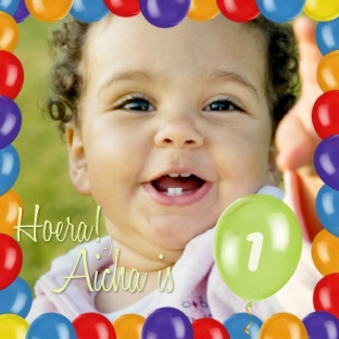 fotokaart uitnodiging met ballonnen